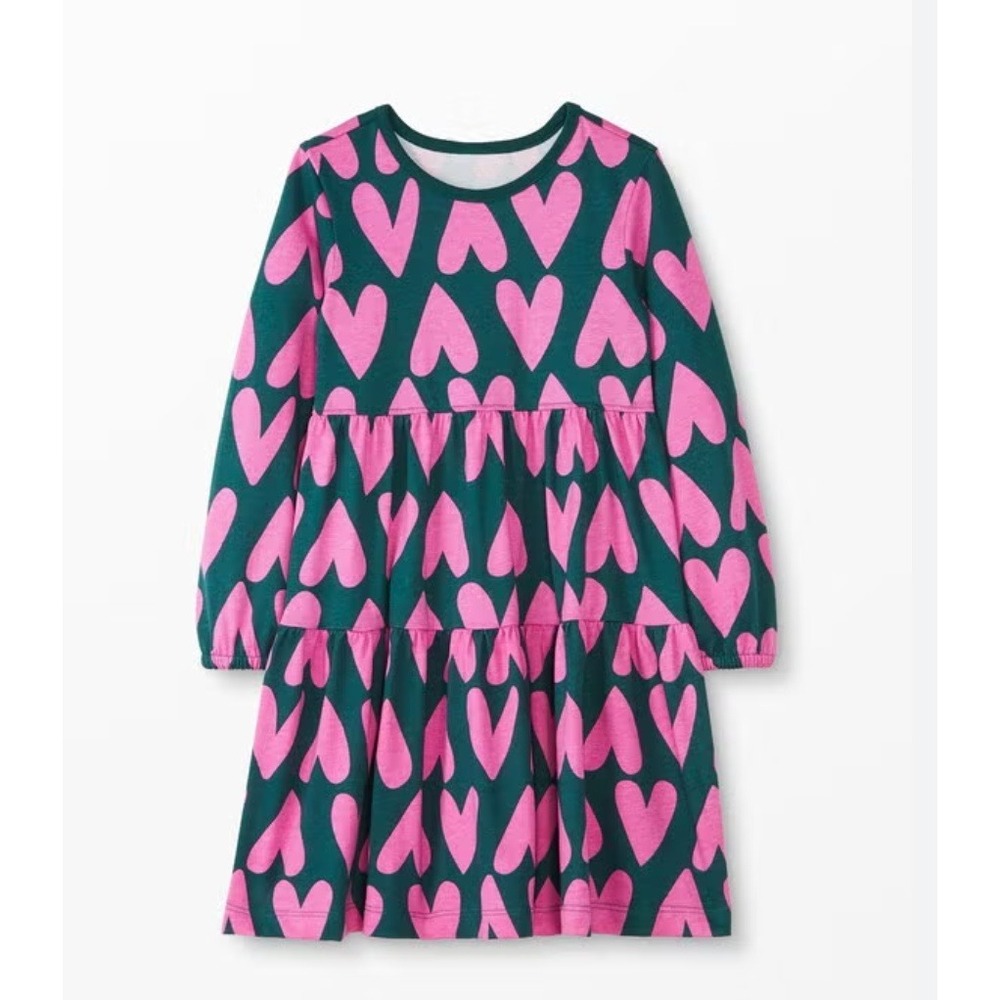 Hanna Anderson Twirl Power Dress in Juniper Hearts On Hearts